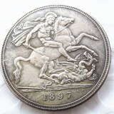 Great Britain 1897 silver crown Queen Victoria veiled head Silver Plated Copy coin