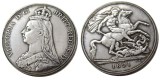 England UK 1891 One Crown Queen Victoria Silver Plated Copy Coin