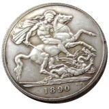 England UK 1890 One Crown Queen Victoria Silver Plated Copy Coin