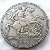 Great Britain 1894 silver crown Queen Victoria veiled head Silver Plated Copy coin
