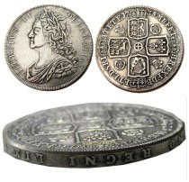 UF(36)GREAT BRITAIN 1735 George II one Crown Silver Plated Copy Coin