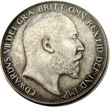 (UF33)Great Britain EDWARD VII one Crown 1902 Silver Plated Copy Coin