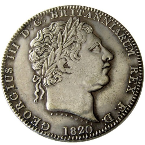 UF(21)Great Britain 1820 King George III Crown Silver Plated Copy Coin