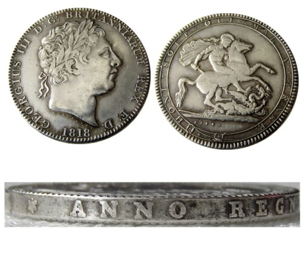 UF(20)Great Britain 1818 King George III Crown Silver Plated Copy Coin