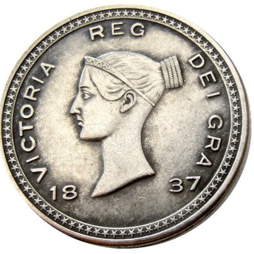 (UF35)Great Britain Victoria silver Pattern Crown 1837 Silver Plated Letter Edge Copy Coin