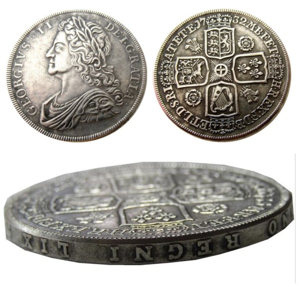 UF(32)GREAT BRITAIN 1732 George II one Crown Silver Plated Copy Coin