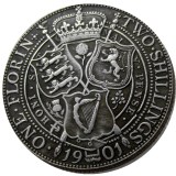 UK 1901 Queen Victoria Great Britain Silver 1 Florin Silver Plated Copy Coins