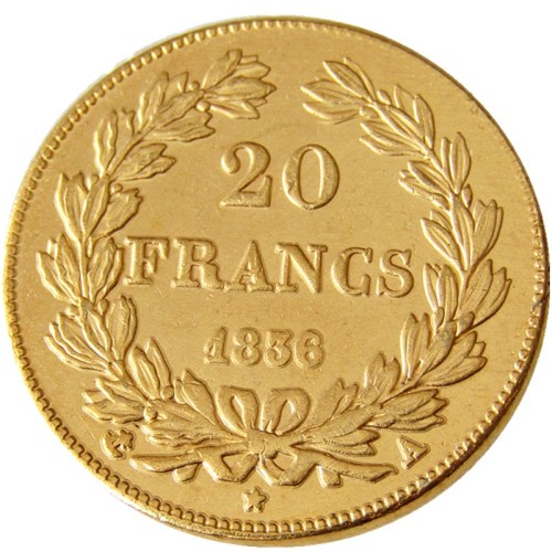 France Louis-Philippe 1836A 20 France Gold Plated Copy Coin
