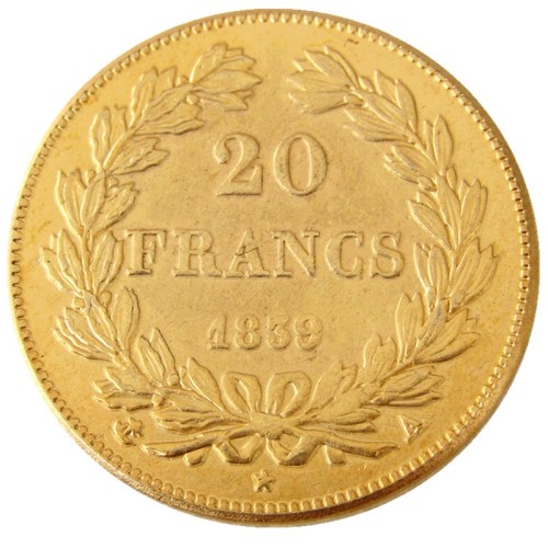 France Louis-Philippe 1839A 20 France Gold Plated Copy Coin