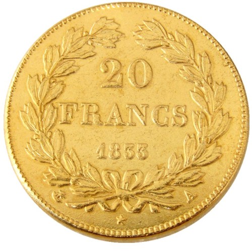 France Louis-Philippe 1833A 20 France Gold Plated Copy Coin