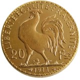 France 1911 20 Francs Rooster Gold Plated Copy Coin