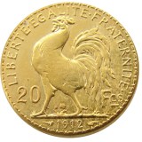 France 1912 20 Francs Rooster Gold Plated Copy Coin