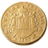 France Napoleon  20 France 1863B Gold Plated Copy Coin