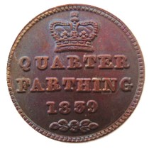 UK 1839 Great Britain / Ceylon Victoria Quarter Farthing Copy coins