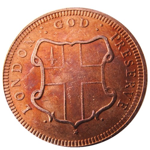 UK 1694 London Elephant Token Half penny Colonial Coinage Thick Planchet Copy Coins