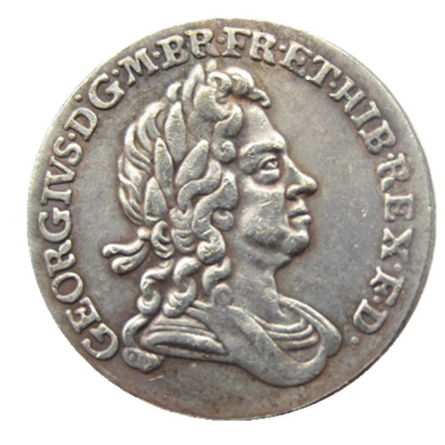 UK 1723 SHILLING - GEORGE I BRITISH SILVER COIN - NICE Silver Plated Copy Coin