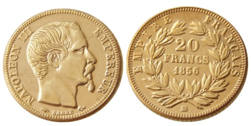 France Napoleon 20 France 1856B Gold Plated Copy Coin