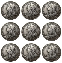 Full Set (1893-1901) 9pcs Queen Victoria Great Britain Silver 1 Florin Silver Plated Copy Coins Full Set (1893-1901) 9pcs Queen Victoria Great Britain Silver 1 Florin Silver Plated Copy Coins