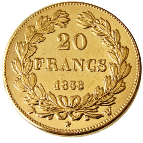 France Louis-Philippe 1838W 20 France Gold Plated Copy Coin
