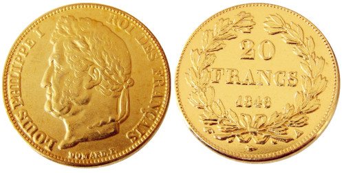 France Louis-Philippe 1846A 20 France Gold Plated Copy Coin