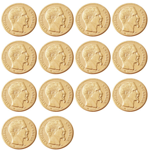France Napoleon (1853-1860) AB 14PCS 20 Francs Gold Plated Copy Coin