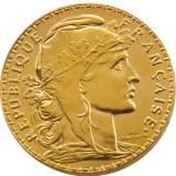France 1909 20 Francs Rooster Gold Plated Copy Coin