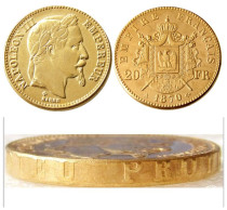 France Napoleon  20 France 1870A Gold Plated Copy Coin
