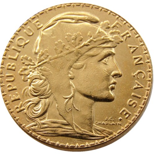 France 1913 20 Francs Rooster Gold Plated Copy Coin