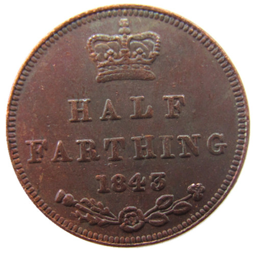 UK 1843 Great Britain / Ceylon Victoria Half Farthing copy coins