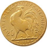 France 1910 20 Francs Rooster Gold Plated Copy Coin