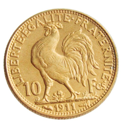 France 1911 10 Francs Rooster Gold Plated Copy Coin