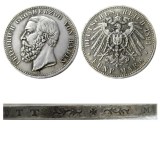 1891 GERMAN STATES BADEN - 5 mark Silver Plated Copy coin