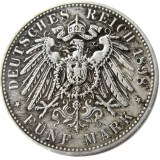 1898 GERMAN STATES BADEN - 5 mark Silver Plated Copy coin
