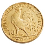 France A Set Of(1899-1914)12pcs 10 Francs Rooster Gold Plated Copy Coin