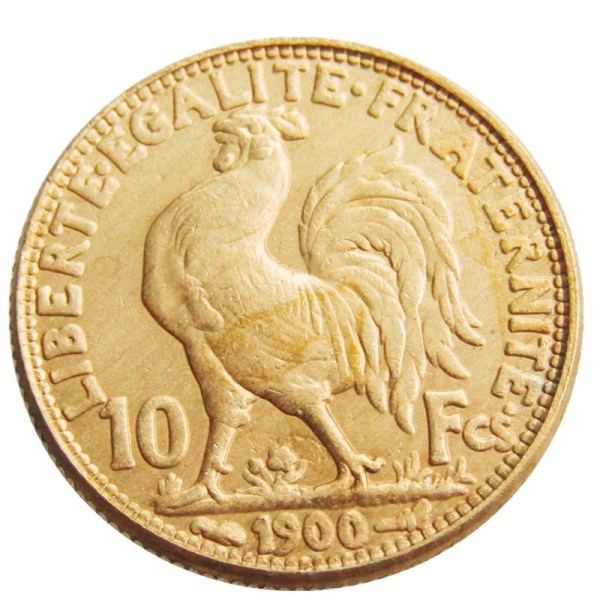 France 1900 10 Francs Rooster Gold Plated Copy Coin