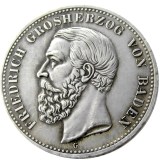 1891 GERMAN STATES BADEN - 5 mark Silver Plated Copy coin