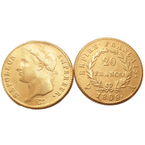 France 20 Francs 1809A Gold Plated Copy Coin