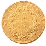 France A Set Of(1861B-1868B) 4pcs 10 Francs Napoleon Gold Plated Copy Coin