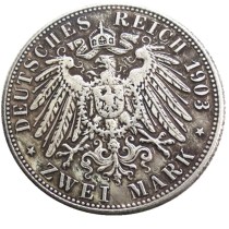 Germany 2 Mark 1903 Silver Plated Copy Coins Germany 2 Mark 1903 Silver Plated Copy Coins