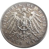 Germany Bavaria 2 Mark 1913 Silver Plated Copy Coins