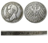 1899 GERMAN STATES BADEN - 5 mark Silver Plated Copy coin