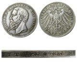 1894 GERMAN STATES BADEN - 5 mark Silver Plated Copy coin