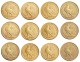 France A Set Of(1899-1914)12pcs 10 Francs Rooster Gold Plated Copy Coin