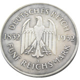 GERMANY 1932-J 5 Reichsmark Silver Plated Copy coin