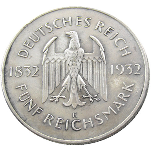 GERMANY 1932-E 5 Reichsmark Silver Plated Copy coin