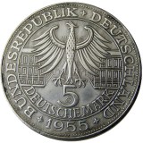 DE(12) Germany, Federal Republic, 5 Mark, 1955 G Silver Plated Copy Coin