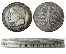 DE(13) GERMANY (Federal Republic) 5 Mark 1957 J Silver Plated Copy Coin