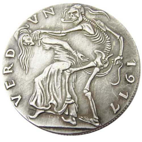 GERMANY, VERDUN 1917 ,100% Copper or Silver Plated,CAST BRONZE MEDAL BY KARL GOETZ, ENGLAND AND FRANCE AS DEA Copy Coins