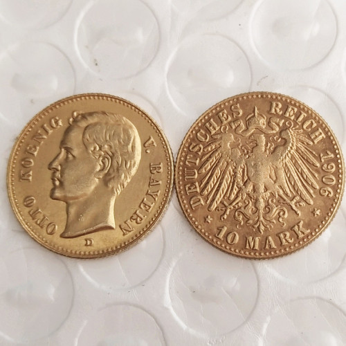 Germany 1906 Bavaria 10 Mark Gold Plated Copy Coins