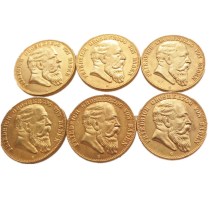 German States A Set Of(1902-1907) 6pcs BADEN 10 Mark Gold Plated Copy Coins German States A Set Of(1902-1907) 6pcs BADEN 10 Mark Gold Plated Copy Coins
